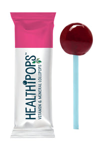 Healthipops Vitamin & Mineral Lollipops Travel Suitable for Ages 4+ with Added Soothing Botanicals, Ginger Root, Chamomile and Lime Flower, Raspberry Flavour 12 Lollipops