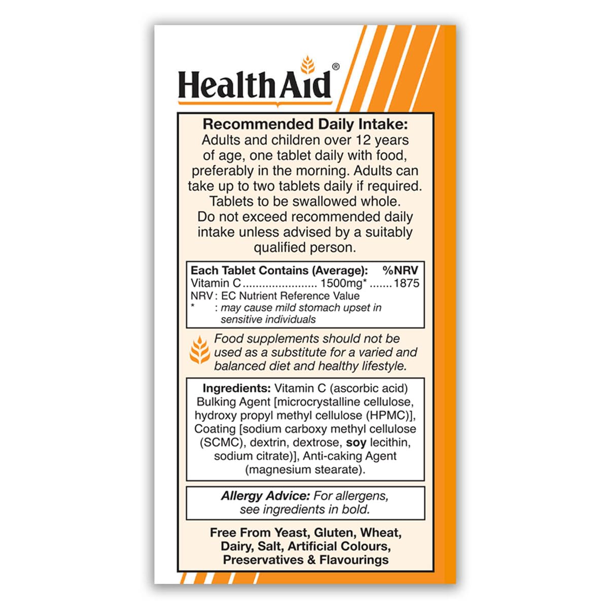 HealthAid Vitamin C 1500mg - Prolong Release - 100 Vegan Tablets