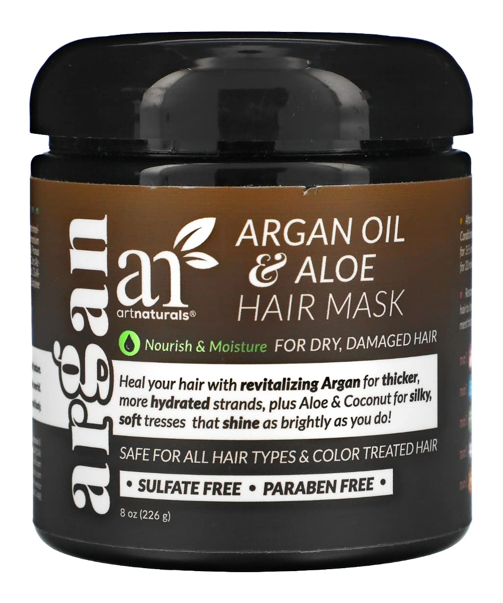 Artnaturals ArtNaturals Argan Hair Mask – (8 Fl Oz / 236ml) – Deep Conditioner Treatment - Organic Jojoba Oil, Aloe Vera, Keratin - Repair Dry, Damaged, Color Treated, Natural Hair Growth - Sulfate Free