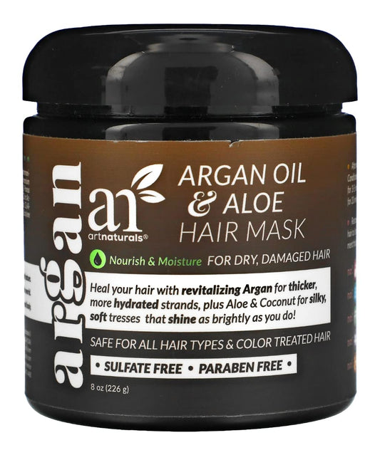 Artnaturals ArtNaturals Argan Hair Mask – (8 Fl Oz / 236ml) – Deep Conditioner Treatment - Organic Jojoba Oil, Aloe Vera, Keratin - Repair Dry, Damaged, Color Treated, Natural Hair Growth - Sulfate Free