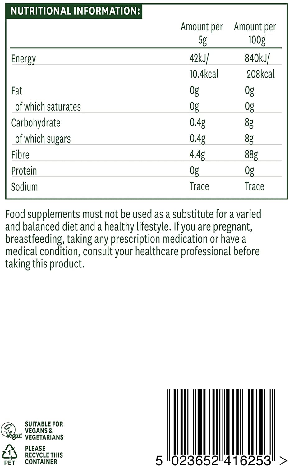 Natures Aid Pure Inulin 250g (Pack of 2)