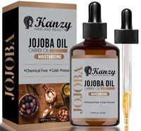 KANZY HAIR AND BEAUTY Kanzy Jojoba Oil Cold Pressed 50ml - 100% Pure Jojoba Oil for Hair, Nails, Eyelash & Eyebrow Growth - Vegan & Cruelty-Free for Skin, Face & Body as Carrier, Massage Oil