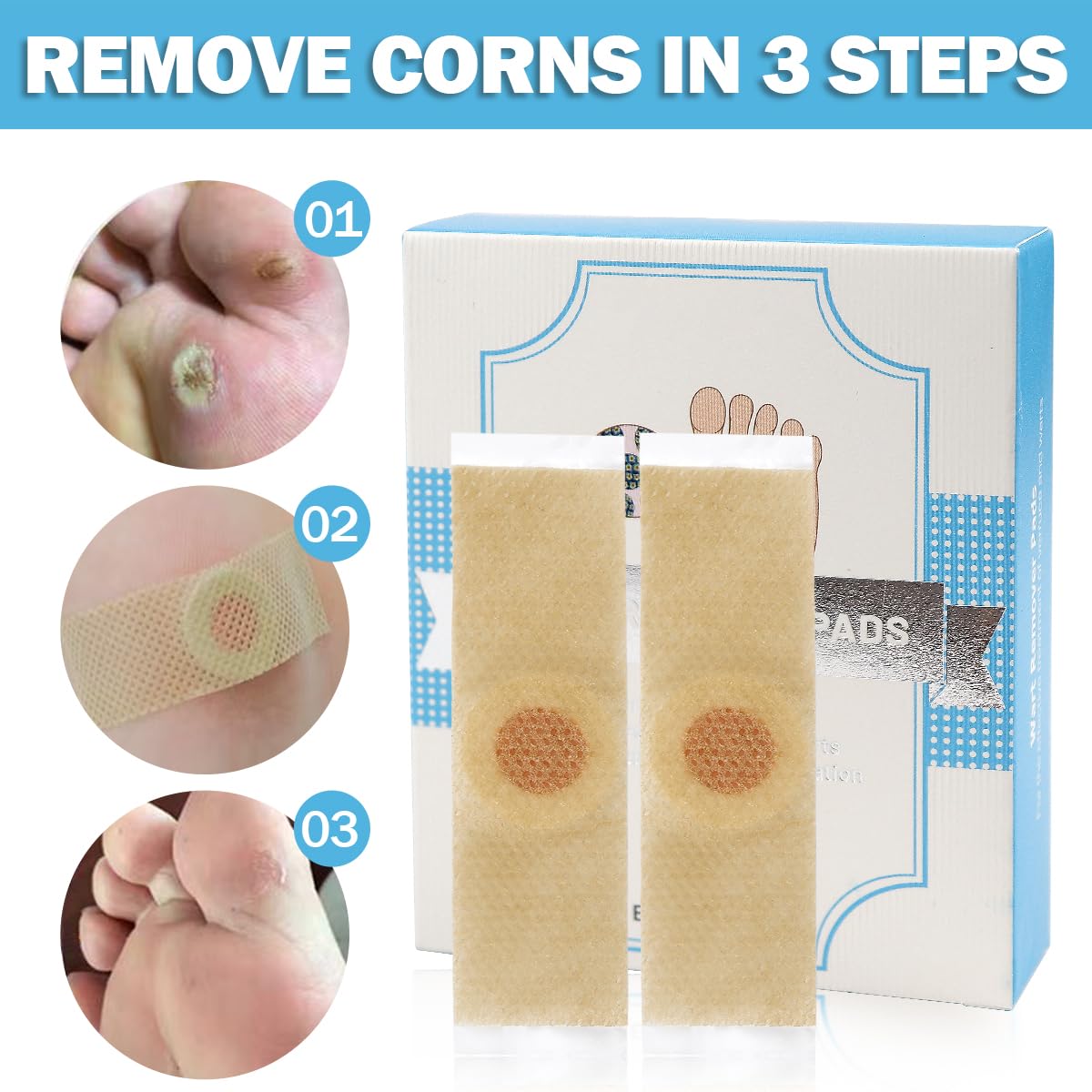 FERCAISH 24 Pieces Wart Remover Corn Plaster Plantar Warts Removal Corn Removal Pads Pressure Protection Plaster Wart Plaster for Feet