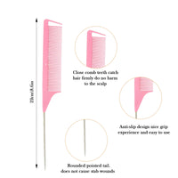 Luoqun88 3 Pcs Hair Styling Brush Set - Double Sided Edge Control Brush, Rat Tail Comb & Bristle Hair Brush for Home, Salon, and Travel (Pink)