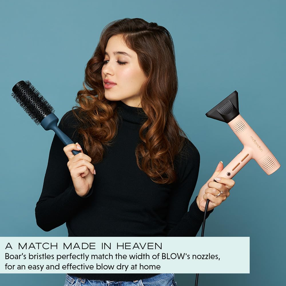 md london. mdlondon BRUSH Boar (32mm Dia. Barrel). Small Round Hair Brush for Fine or Thin Hair, Boar Bristle Brush for Short Hair, Round Blow Dry Brush - Genuine mdlondon Hairbrushes for Women & Men