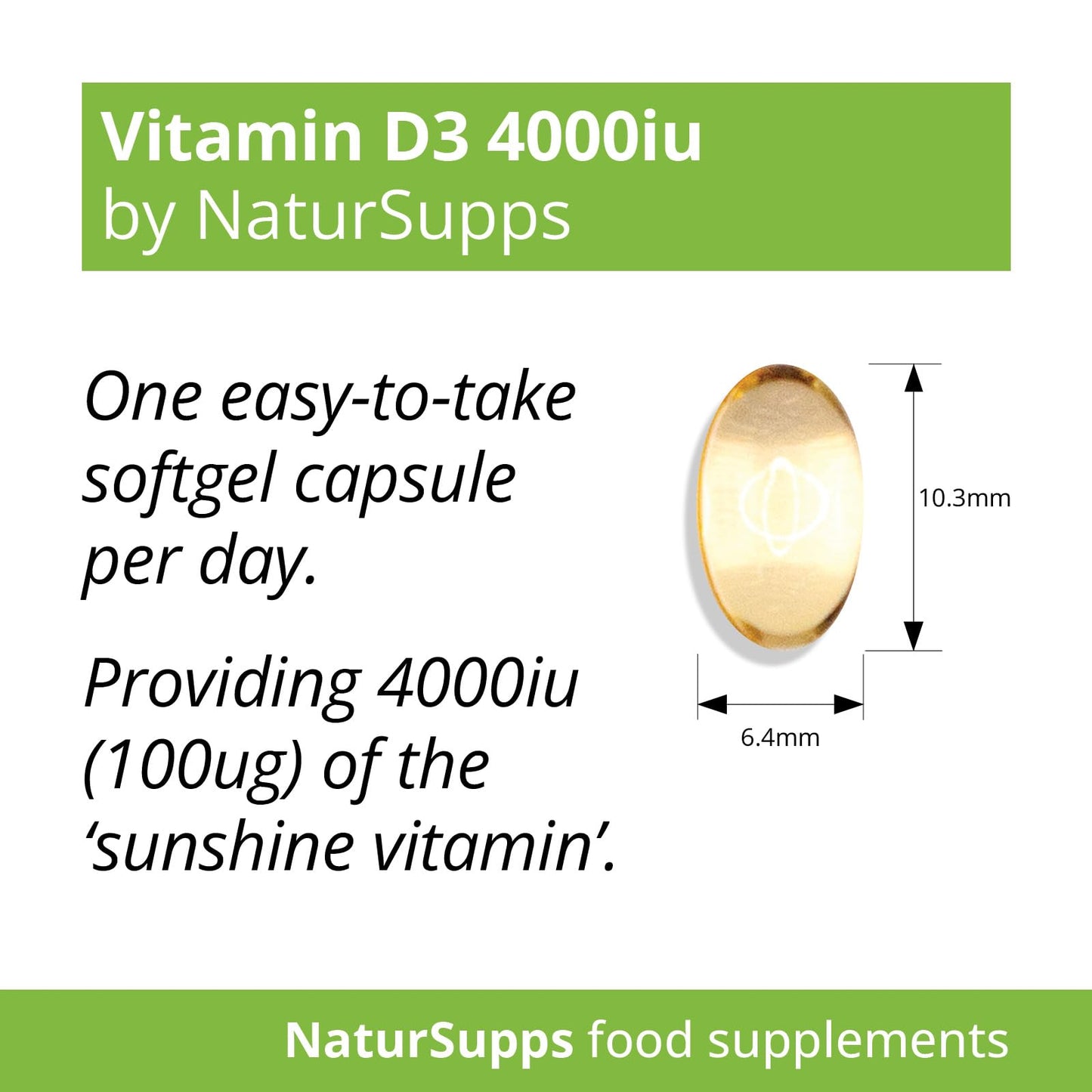 Vitamin D3 4000iu Softgels, 365 Capsules, 1 Year Supply, Support for Bones, Teeth, Immune System and Muscle Function, UK Made by Natur Supps