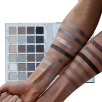 Katiluxiya 24Colors Black Grey Smokey Eyeshadow Palette, Matte Smoky Eye Shadow Palette, Shimmer High Pigmented Basic Black White Gray Shade Eye Black Makeup for Halloween