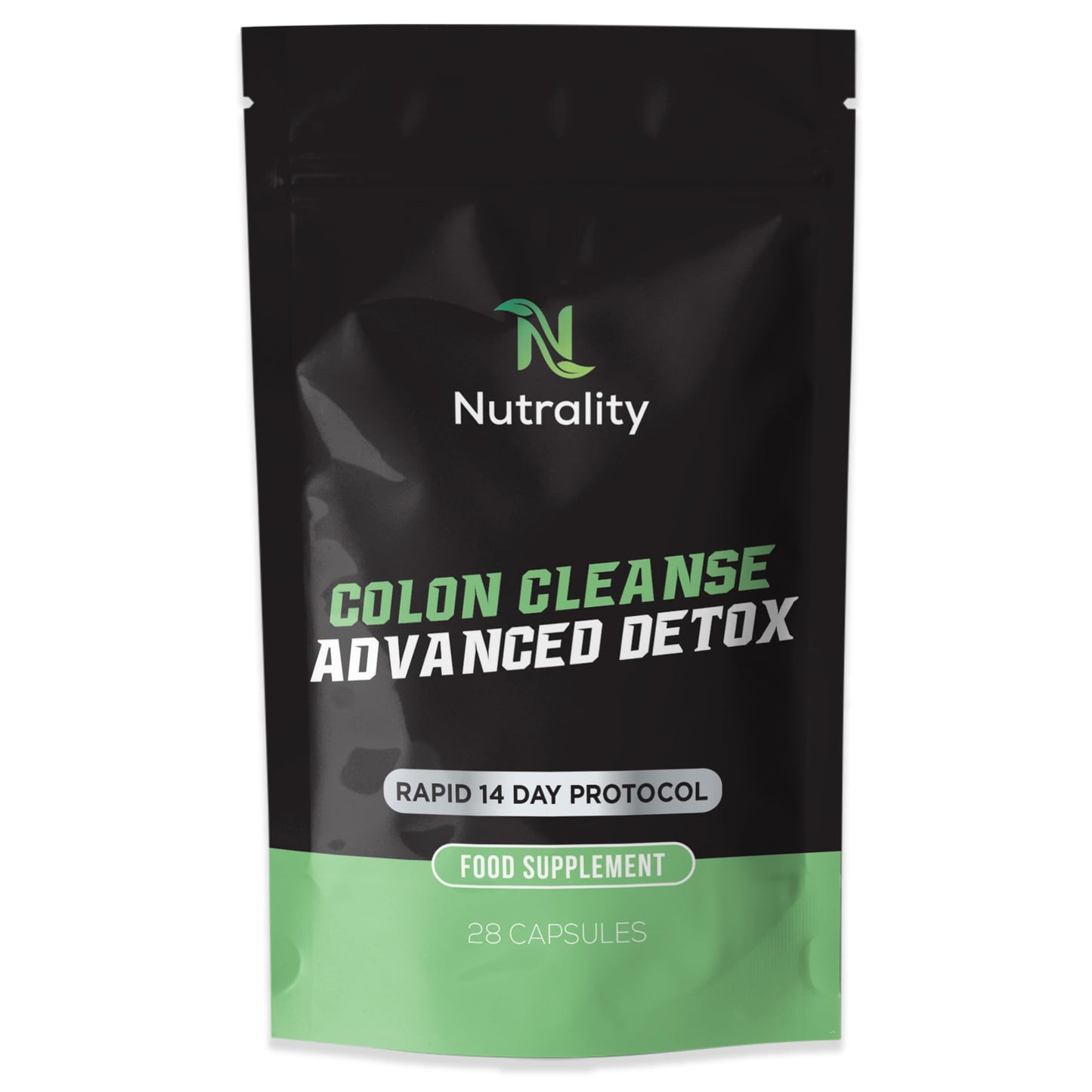 Nutrality Colon Cleanse Advanced Detox Supplement | 14-day Rapid Protocol for a Healthier You | Laxative for Constipation Relief, Stool Softener 100% Natural | Vegan | 28 Capsules