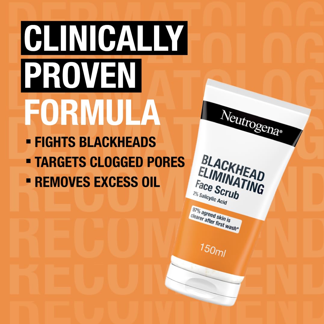 Neutrogena Blackhead Eliminating Face Scrub (1x 150ml), Gentle Face Care with 2% Salicylic Acid, Oil-Free Exfoliator to Help Reduce Blackheads from Day 1, Suitable for Blackhead-Prone Skin