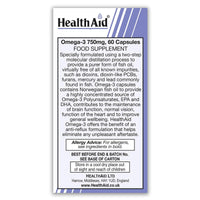 HealthAid Omega 3 750 mg - 60 Capsules, (Pack of 1)