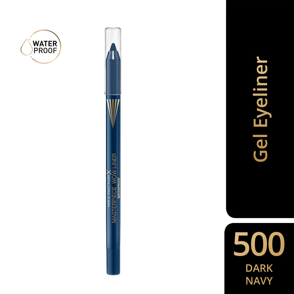 Max Factor Masterpiece Wow Liner, 500 Dark Navy, 24-Hour Wear Eyeliner, High Colour Payoff, Waterproof and Smudgeproof, Vegan