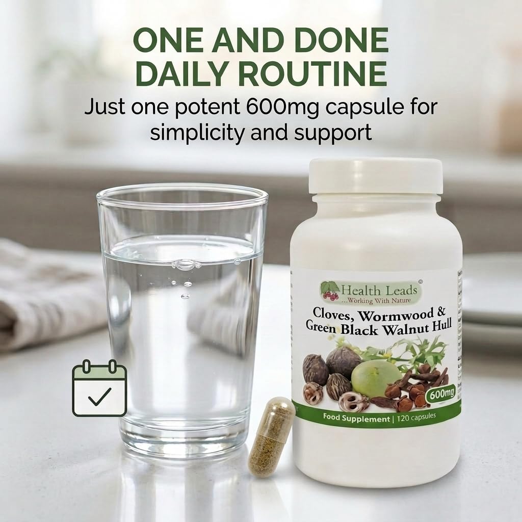 Health Leads ...Working With Nature Health Leads Wormwood Black Walnut & Clove 600mg, 120 Caps