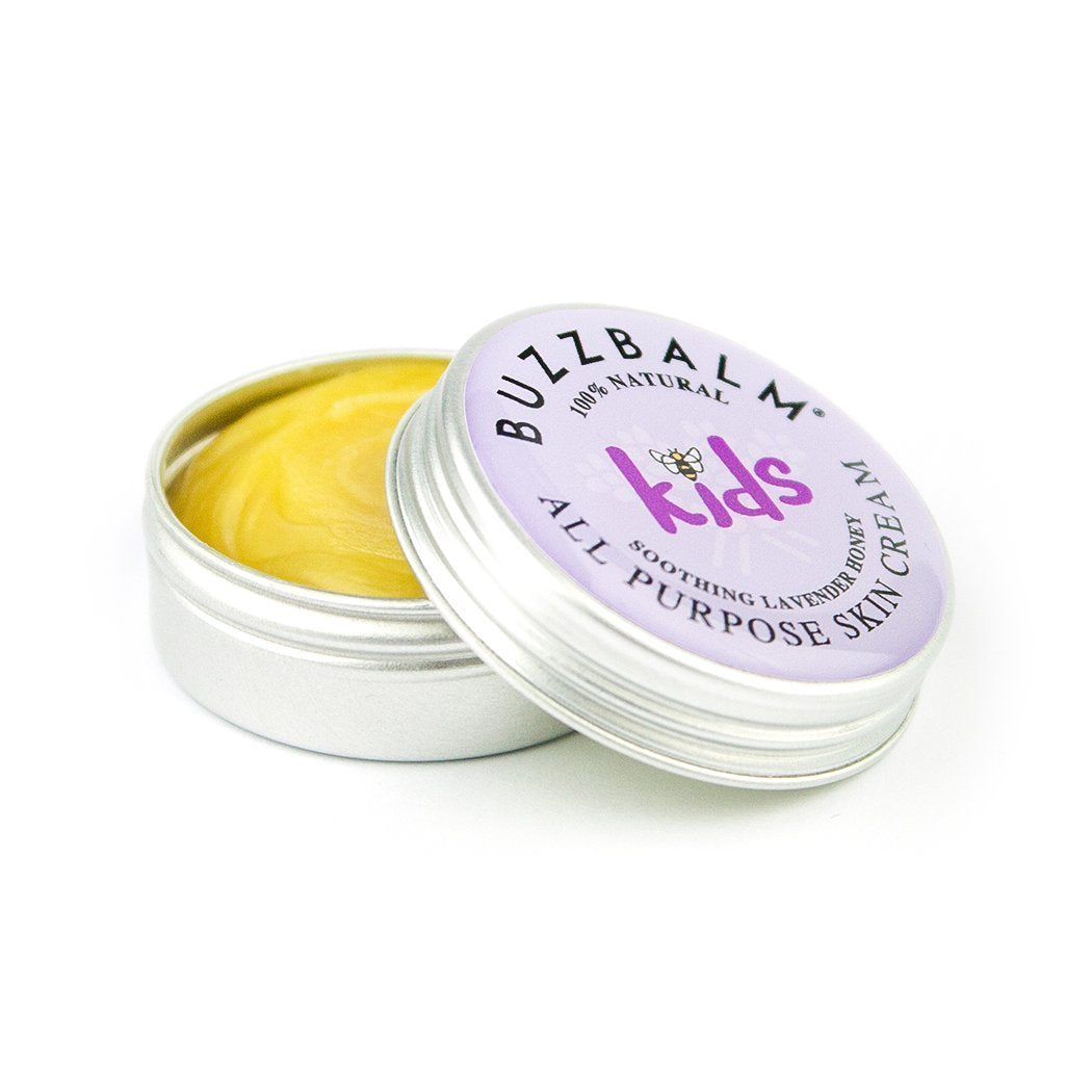 BUZZBALM Kids Moisturiser Dry Skin Cream - 100% Natural For Kids with Sensitive Very Dry Problem Prone Skin with Lavender Honey Natures Gift For Mum and Dad (8.5g)