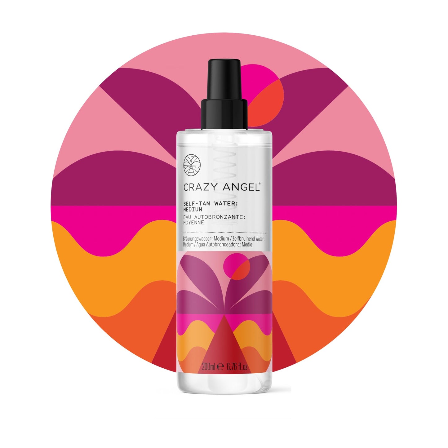 Crazy Angel Vegan Self-Tan Water (Buildable/Medium tan). Made in UK. 200ml.
