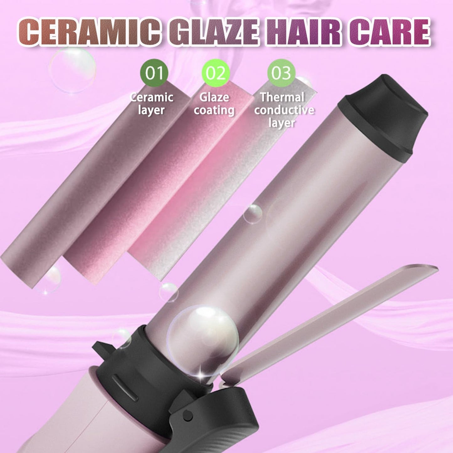 Sadodo Mini Rechargeable Hair Curler,Portable Small 20MM Cordless Curling Wand,Quick Heating,3 Temperature Setting,Negative Ion Hair Care Oil Panel,for Home Travel Office Hair Curling,Styling (Pink)