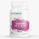 AMBROSIAL Ambrosial Calcium Magnesium Zinc + D3 – 4-in-1 Mineral Complex with Calcium Citrate – High Strength Daily Formula – 120 Softgel Capsules – Non-GMO, Gluten-Free, GMP Certified