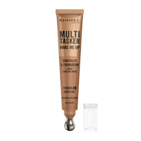 Rimmel Multi-Tasker Wake Me Up Foundation & Concealer 090 Toffee, Depuffs & Brightens Dark Circles, Metallic Cooling Applicator, Caffeine & Victamin C, 2% Niacinamide, Vegan, Cruelty free