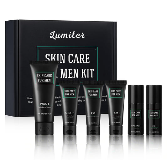 Lumiter Men's Anti-Aging Care Set, Mens Skin Care Sets & Kits, Mens Face Cream, Night Cream, Face Wash & Scrub, Eye Cream, Anti Wrinkle Serum, Gifts for Men, Men Day & Night