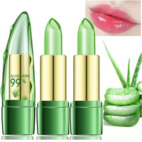 Generic Aloe Vera Lipstick, Aloe Vera Lip Balm, Moisturizing Crystal Jelly Lipsticks, Organic Color Change Lipstick, Long Lasting Nutritious Lip Balm, Magic Temperature Lip Gloss for All Ages (3)