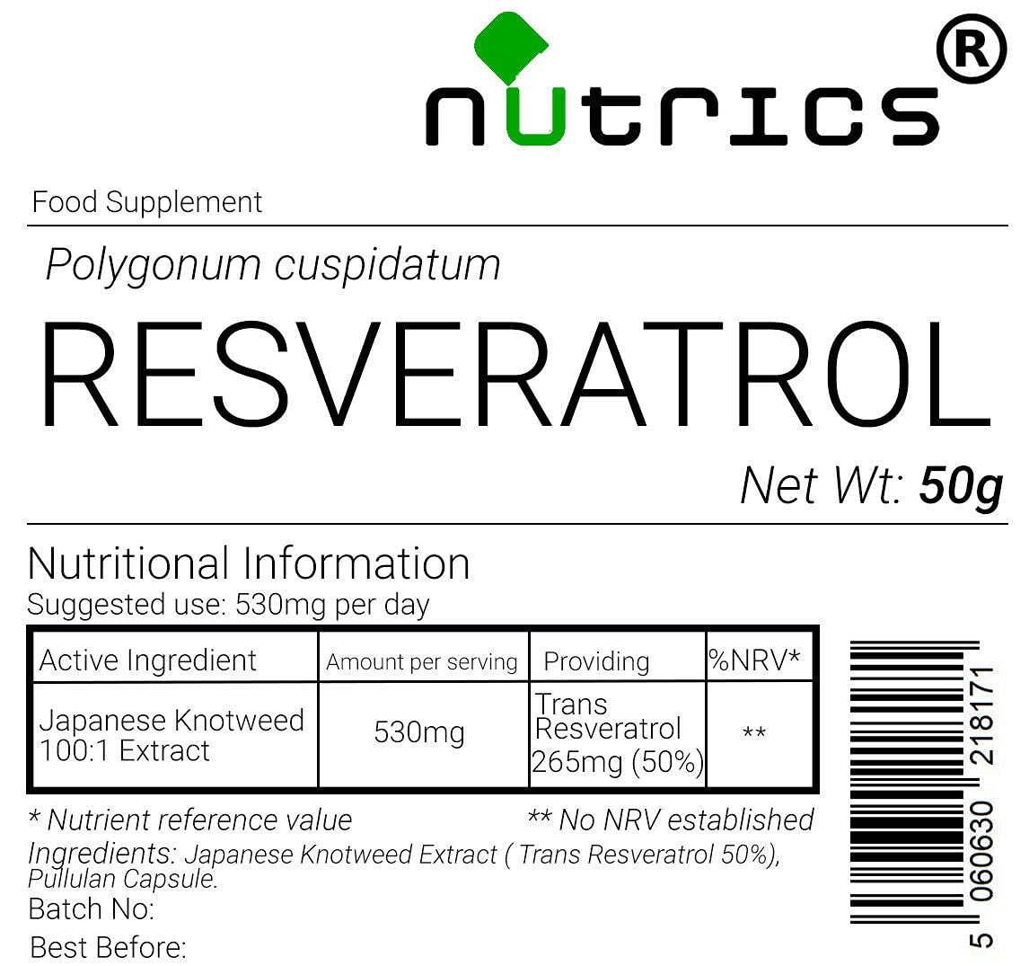 Nutrics® 50% Trans RESVERATROL 50g 100% Pure Japanese Knotweed Extract Powder No Additives