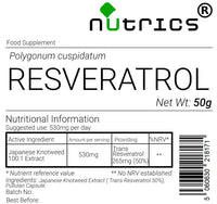 Nutrics® 50% Trans RESVERATROL 50g 100% Pure Japanese Knotweed Extract Powder No Additives