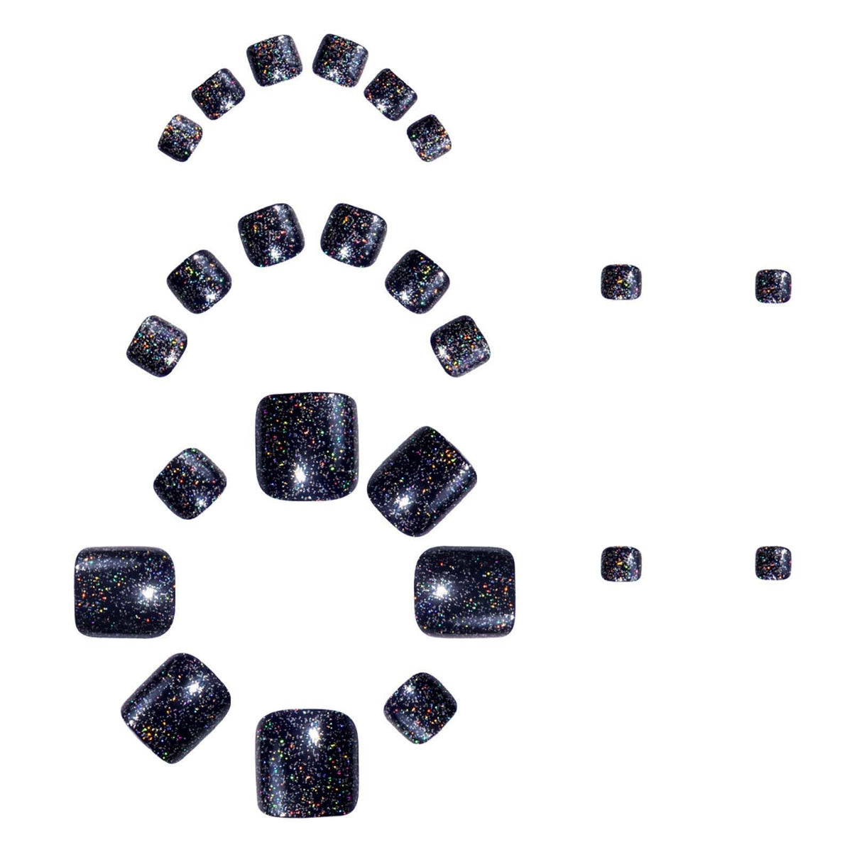 Generic Dark Blue Glitter Gel Starry Sparkle False Toenails - Short Square Full Coverage Press On Pedicure Set In 12 Sizes For Women, Elegant Glamorous Solution For Everyday Wear And Special Occasions