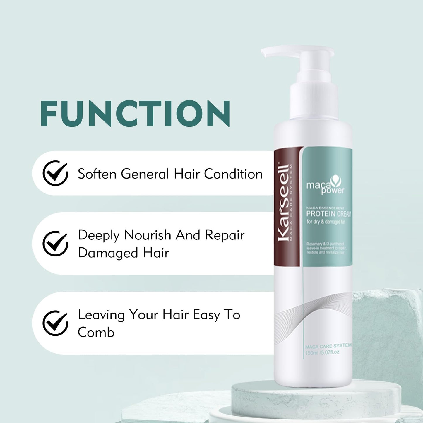 Karseell Repair Protein Cream Leave-In Conditioner Hair Treatment Organic Protein Cream for Dry Damaged Hair 150ml