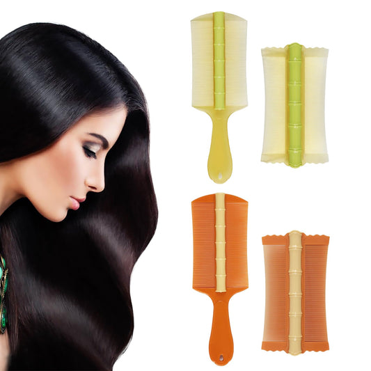 Liameph 2PCS Psoriasis Comb,Dandruff Comb,Double Sided Fine Teeth Comb,with Handle Head Lice Comb,for the Removal of Dandruff Fleas Lice Dandruff and Tangled Hair (Green,Yellow)