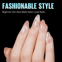 TOMICCA Medium Almond Nail Tips, 360PCS Clear Half Matte Full Cover for Extensions, Pre-Buff No File Traceless for Nail Art Salon and Home DIY, 12 Sizes
