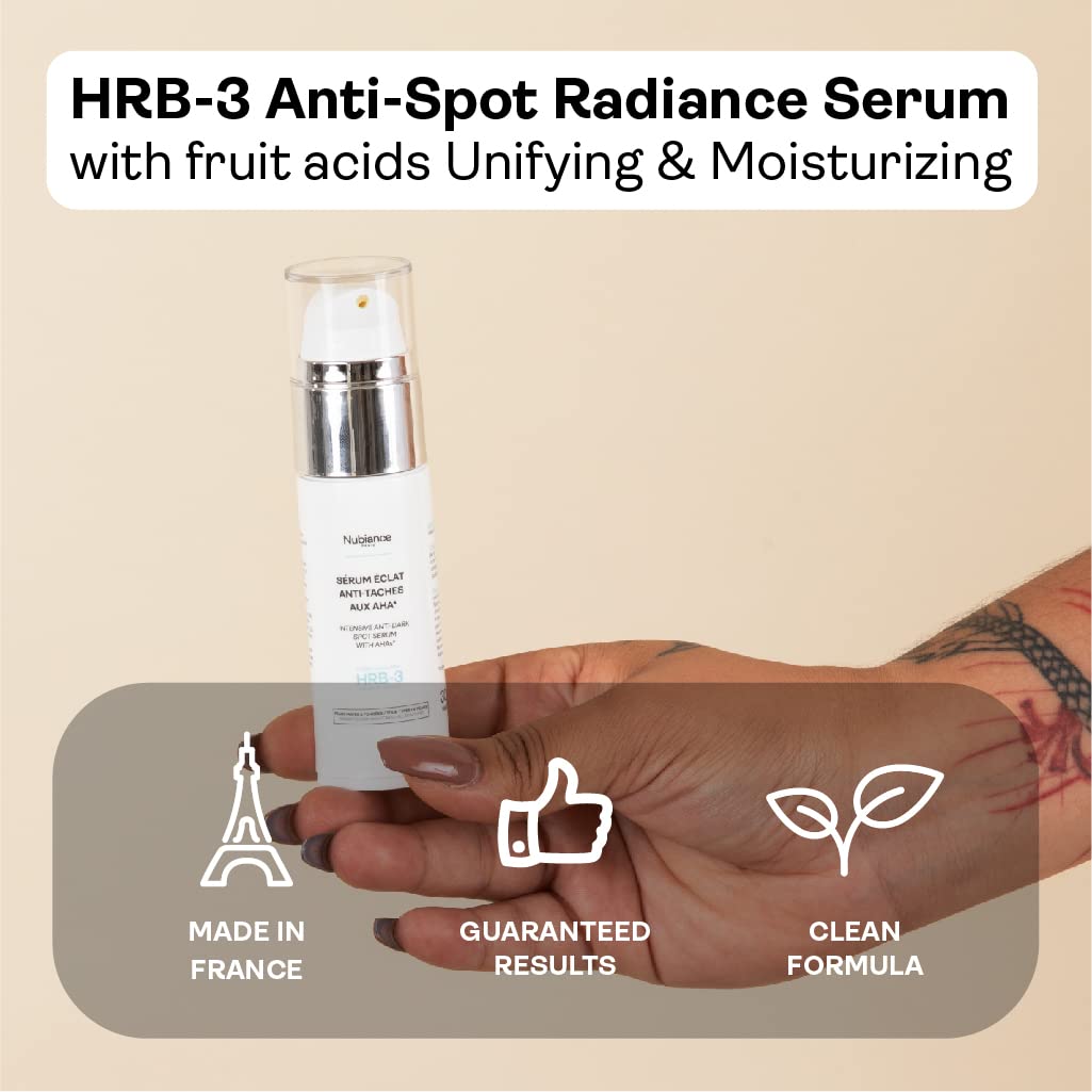 Nubiance NUBIANCE - Anti Dark Spot Serum with AHA HRB-3-30ml - For Black, Matte and Mixed Skins - Exfoliating Face Care - Against the Appearance of Pigmentary Spots - Powerful tone unifying Cream