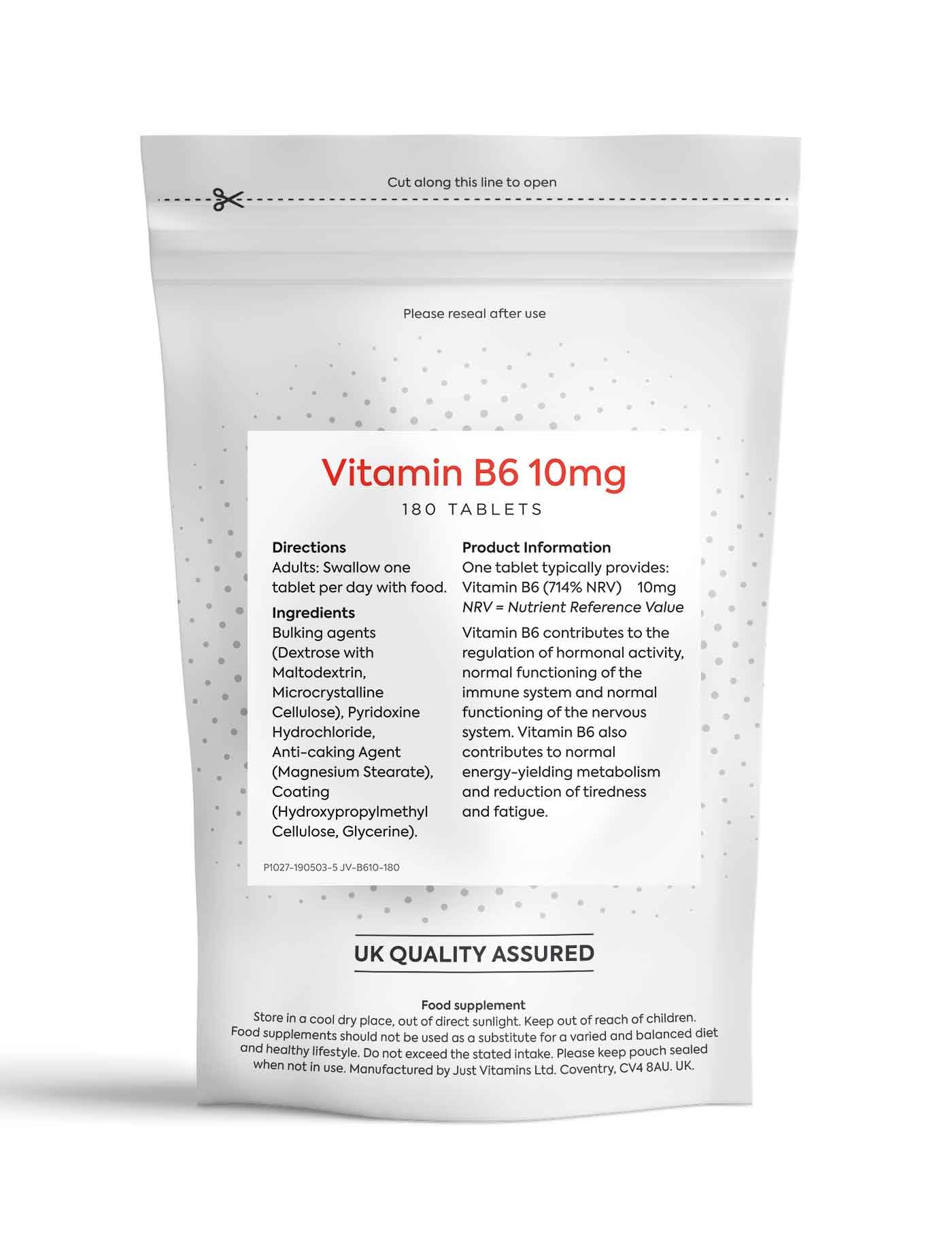 Just Vitamins Vitamin B6 10mg 180 Tablets