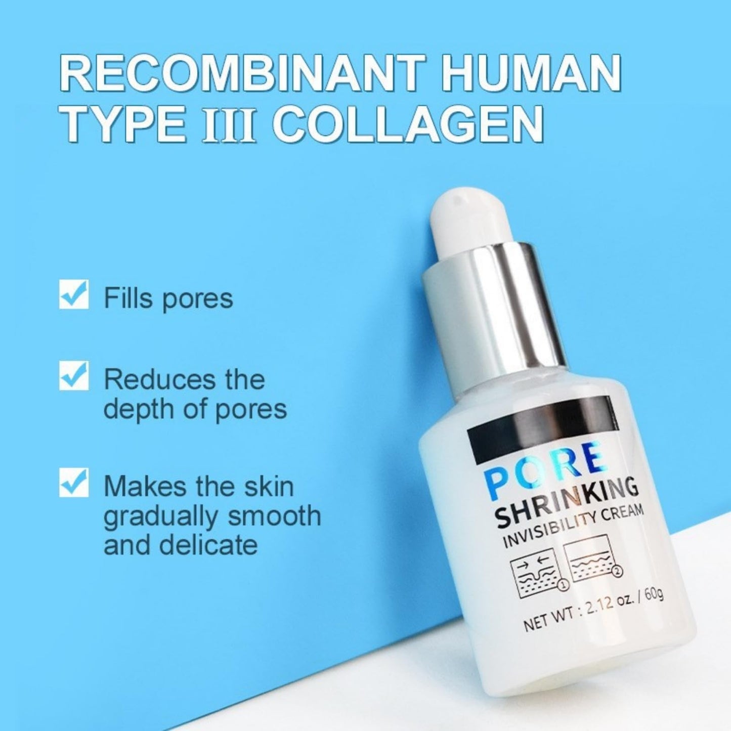 SinceReal Pore Invisible Cream, Pore Shrinking Invisibility Cream, Pores Minimizer & Reducer for Face, Smooths Conceals, Oil Control Firming, Hydrates