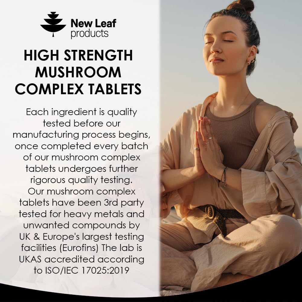 Mushroom Complex - Lions Mane Mushroom Cordyceps Mushroom Chaga Mushroom Reishi Mushroom Shiitake and Maitake Mushroom Blend - High Potency Mushroom Supplement - Made in The UK Made in The UK