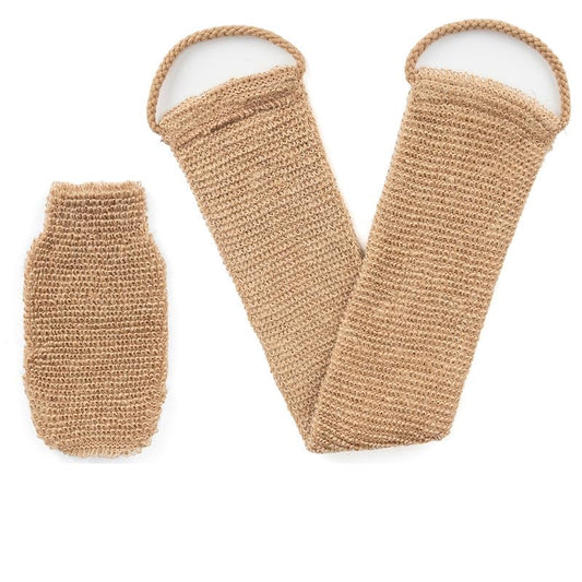 Generic Hemp Back Scrubber, 100% Natural Exfoliating Back Strap with Mitt,Durable Machine Washable,Exfoliating Loofah Back Scrubber with Handles for Shower Bath Men and Women