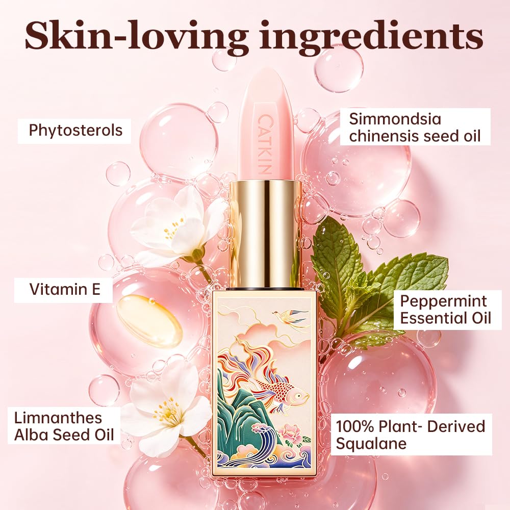 CATKIN Moonlight Lip Balm, Colour Changing Lipstick, Natural Hydrating Tinted Lip Balm, Chapstick Lip Balms with Vitamin E for 8h Moisture for Dry Cracked Lips, 3.5g