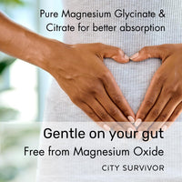 City Survivor Vital Minerals Magnesium - Bioavailable Glycinate & Citrate for Sleep, Energy and Exercise - 60 Capsules