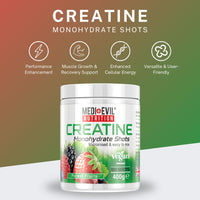 Medi-Evil Nutrition Creatine Monohydrate Powder 400g, Forest Fruit Flavour, Micronised for Easy Mixing, Improve Strength and Physical Performance