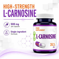 Hepatica L-Carnosine 500mg | Beta-Alanine & Histidine Dipeptide | 60 Vegan Capsules | 2-Month Supply | 3rd Party Lab Tested