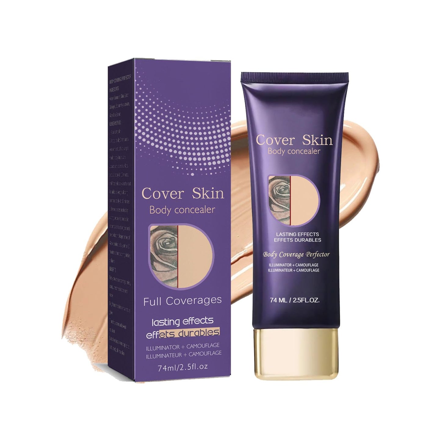 QUIWEN Body Concealer Tattoo Cover Up Makeup, Leg And Body Makeup Concealer Full Coverage To Cover Veins, Long Lasting Sweatproof Natural Gloss Foundation