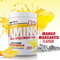 Per4m Amino Xtra | 30 Servings of Full Spectrum EAA with Proteolytic Enzymes | Vegan Friendly | Zero Sugar Amino Acid (Mango Margarita, 420g)