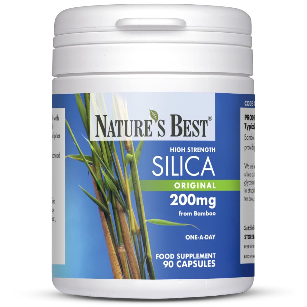 NATURE'S BEST Nature's Best Silica 200mg - High Strength Naturally Sourced Silica Supplement - UK Made - 90 Vegan Capsules (3 Months' Supply)