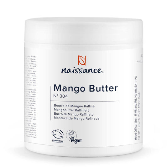 Naissance Refined Mango Butter (No. 304) - 500g - Moisturising and Nourishing - for Aromatherapy, Skincare, Haircare, Massage and DIY Beauty Recipes