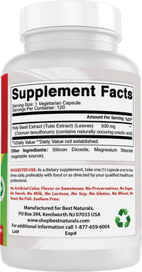 Best Naturals Holy Basil Extract 500 mg 120 VCaps (120 Count (Pack of 2))