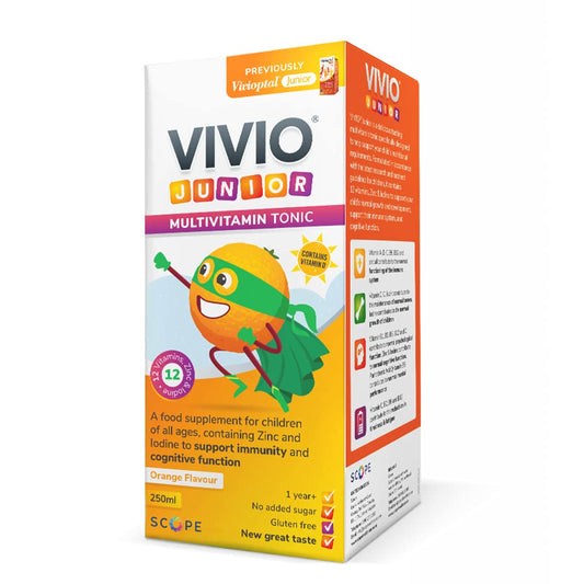 VIVIO JUNIOR VIVIO Junior Multivitamin Tonic for Kids – 12 Added Vitamins Plus Zinc & Iodine to Support Your Child’s Immunity & Cognitive Function - Orange - 250ml