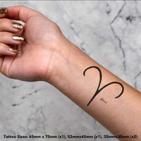 Azeeda 4 x 'Aries Zodiac Symbol' Temporary Tattoos - Water Resistant, Skin-Safe, Non-Toxic Transfers, Mixed Sizes (TO00068496)