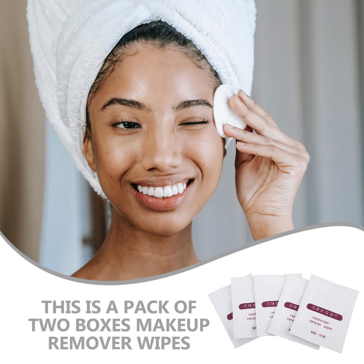 Lurrose Makeup Remover Wipes Bulk 25 Pcs Disposable Cleansing Towelettes with Moisturising Essence Individually Wrapped Face Wipes for Travel Daily Use Suitable for Oily Dry Skin