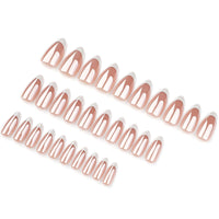 Lomeya Short French Tip Press On Nails - White Almond Shape - 30 Soft Gel Fake Nails in 15 Sizes - Reusable Semi-Transparent Stick On - Classic Look for Women - Easy Press-On Application