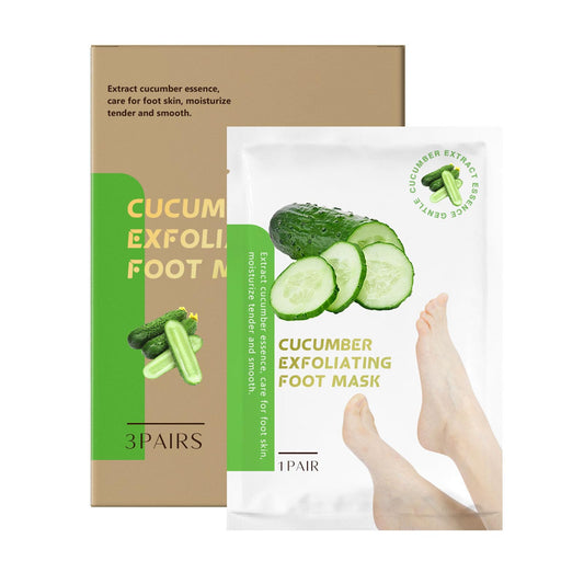OKAQEE Cucumber Exfoliating Foot Mask - 3 Pairs Exfoliating Foot Socks - Remover Dead Skin - Feet Mask for Dry Skin,Cracked Heels