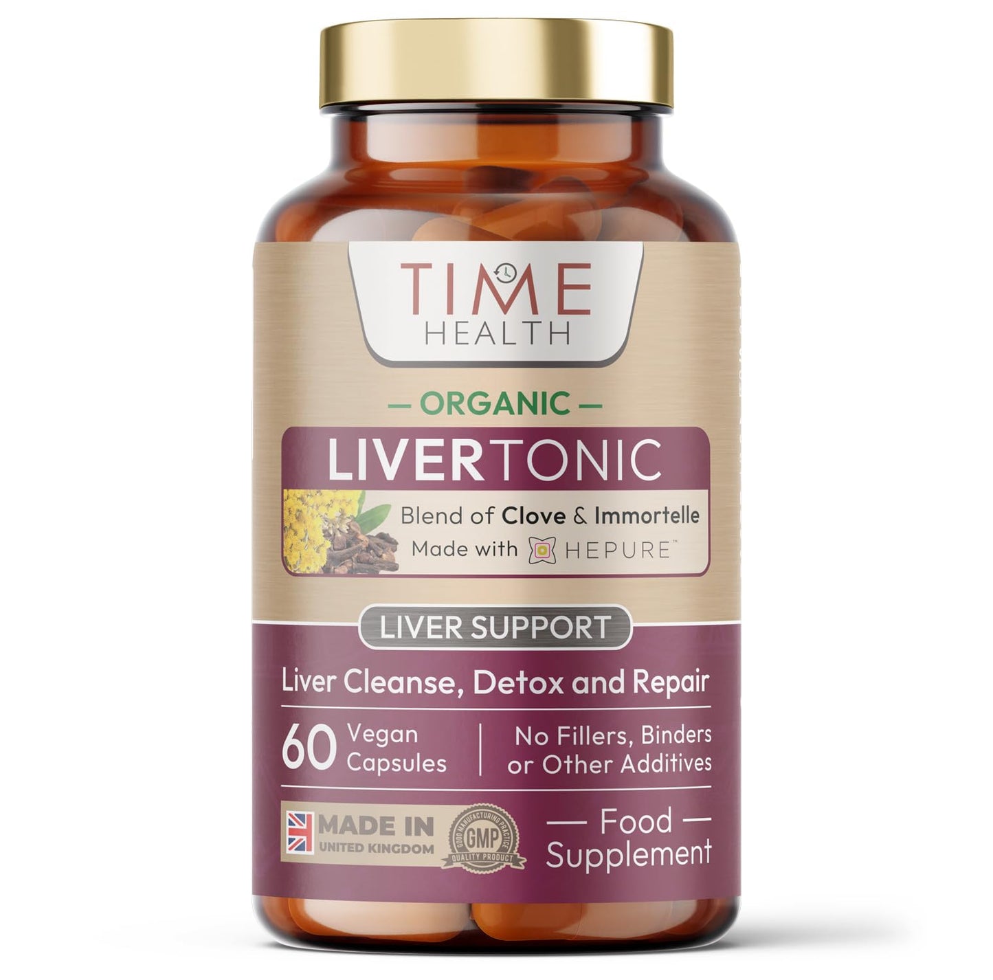 Time Health Organic Liver Tonic - Advanced Liver Cleanse, Detox & Repair - 60 Capsules - Made with Hepure™ - Natural Formula - UK Made Supplement - GMP Standards - Zero Additives