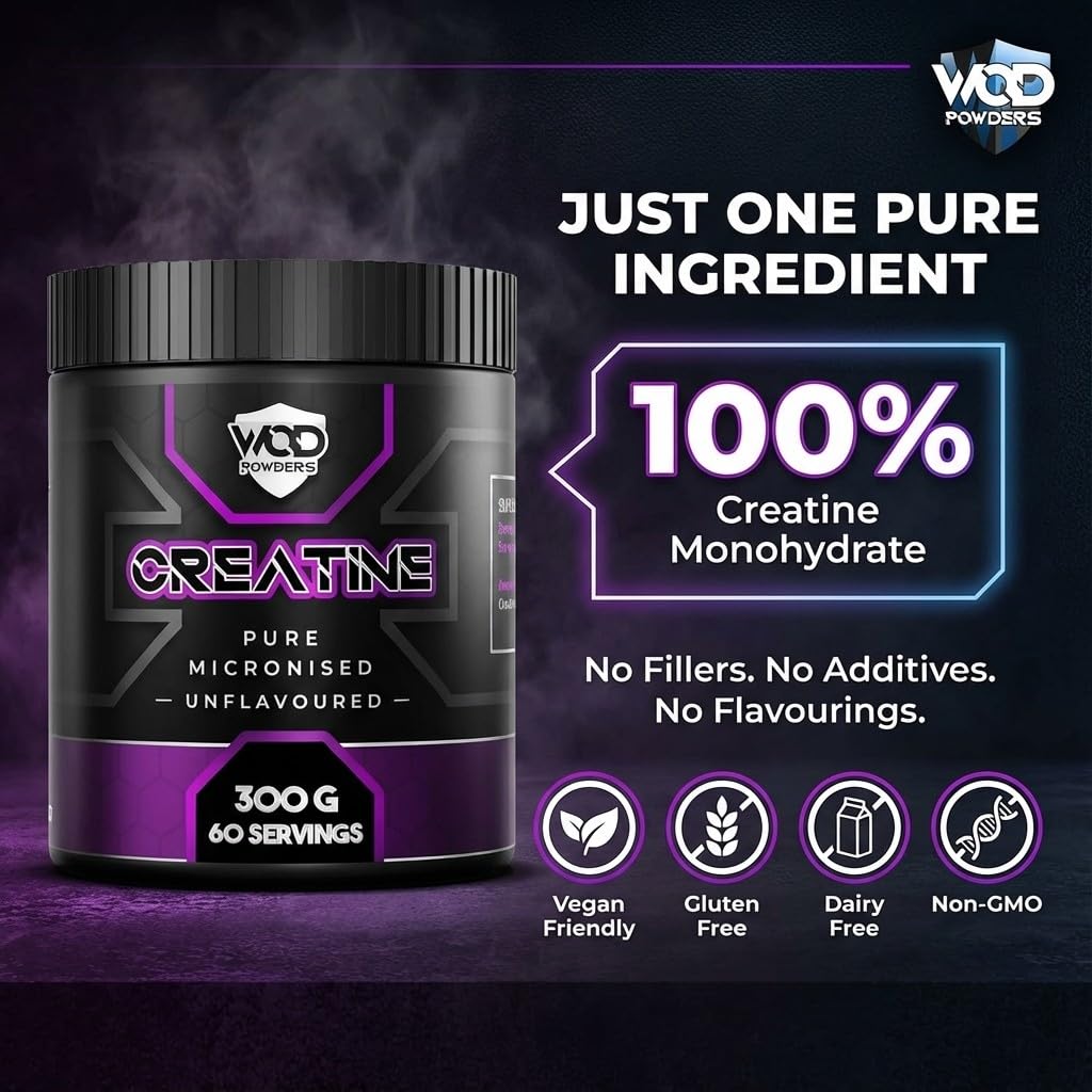 Hellenia Creatine Monohydrate Powder 300g – Micronised Creatine | Proven to Improve Physical Performance and Recovery | Suitable for Vegans, Unflavoured, Scoop Included - Made in The UK by WOD Powders